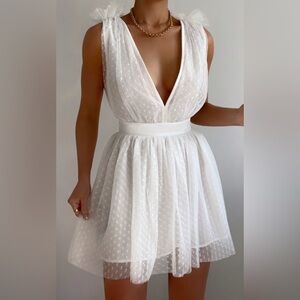Showpo White Polka Dot Mini Dress